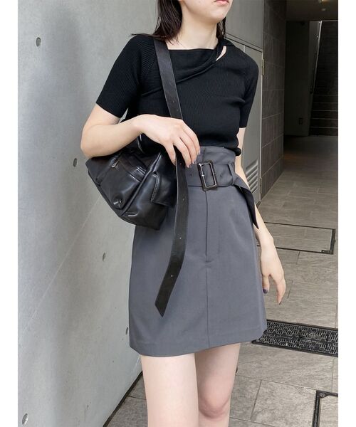 MURUA（ムルーア）の「【SET UP対応】ハイウエストベルトミニスカート（スカート・レディース・ブルー/ダークグレー/ブラウン・1/2）」の20枚目の写真