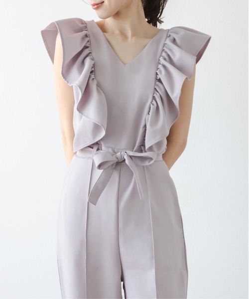 SUGAR BISKET(シュガービスケット)の「フリル袖オールインワン(つなぎ/オールインワン・レディース・ラベンダー/ネイビー/ブラック/ベージュ/ブルー・M/L)」の5枚目の写真