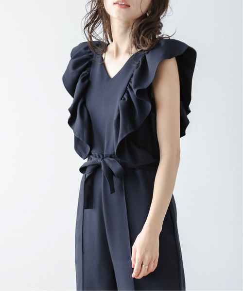 SUGAR BISKET(シュガービスケット)の「フリル袖オールインワン(つなぎ/オールインワン・レディース・ラベンダー/ネイビー/ブラック/ベージュ/ブルー・M/L)」の3枚目の写真