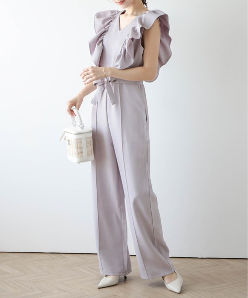 SUGAR BISKET(シュガービスケット)の「フリル袖オールインワン(つなぎ/オールインワン・レディース・ラベンダー/ネイビー/ブラック/ベージュ/ブルー・M/L)」の6枚目の写真