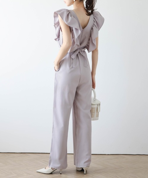 SUGAR BISKET(シュガービスケット)の「フリル袖オールインワン(つなぎ/オールインワン・レディース・ラベンダー/ネイビー/ブラック/ベージュ/ブルー・M/L)」の10枚目の写真