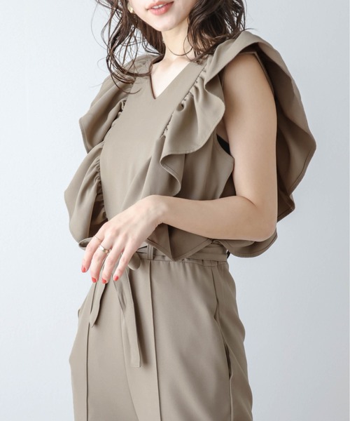 SUGAR BISKET(シュガービスケット)の「フリル袖オールインワン(つなぎ/オールインワン・レディース・ラベンダー/ネイビー/ブラック/ベージュ/ブルー・M/L)」の19枚目の写真