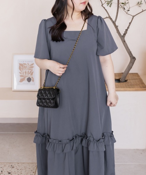 CLETTE(クレット)の「裾フリルAラインワンピース(ワンピース・レディース・ブルー/ブラック/グリーン・LL/3L/4L)」の18枚目の写真