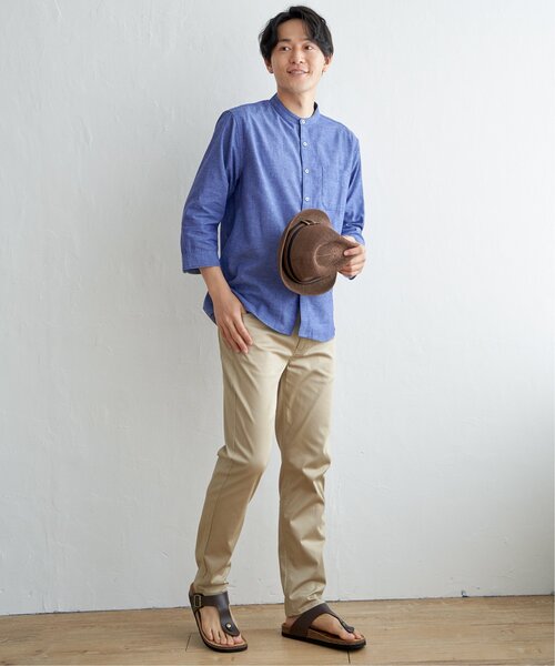 ikka(イッカ)の「【速乾】7分袖イージーケアリネンバンドカラーシャツ(シャツ/ブラウス・メンズ・ホワイト/グリーン/ブルー・S/M/L/XL)」の6枚目の写真