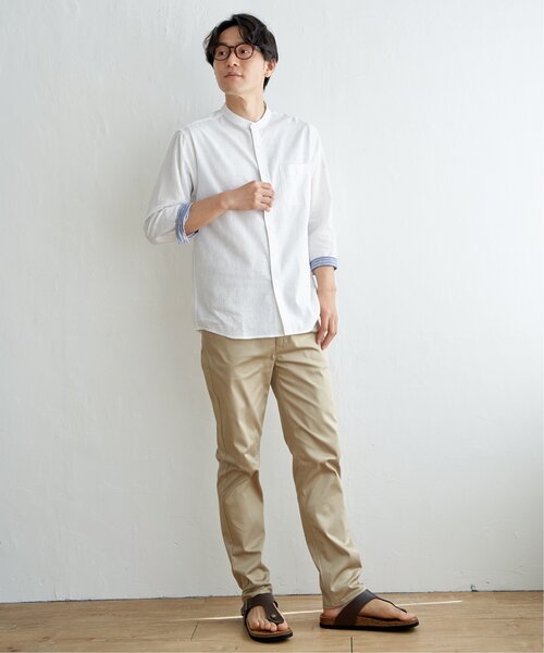 ikka(イッカ)の「【速乾】7分袖イージーケアリネンバンドカラーシャツ(シャツ/ブラウス・メンズ・ホワイト/グリーン/ブルー・S/M/L/XL)」の7枚目の写真