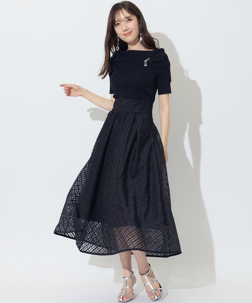 SWINGLE（スウィングル）の「ブライトシアーチェックギャザーフレアスカート（スカート・レディース・イエロー系その他/ブラック系その他/ホワイト系その他・FREE）」の2枚目の写真