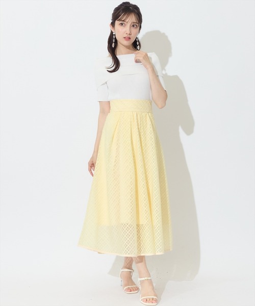 SWINGLE（スウィングル）の「ブライトシアーチェックギャザーフレアスカート（スカート・レディース・イエロー系その他/ブラック系その他/ホワイト系その他・FREE）」の3枚目の写真