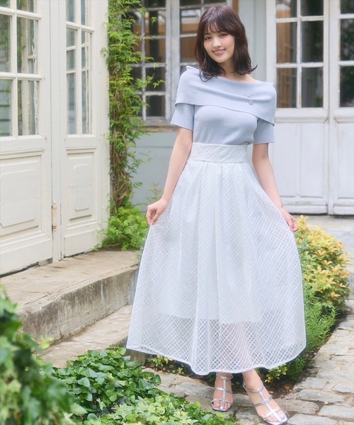 SWINGLE（スウィングル）の「ブライトシアーチェックギャザーフレアスカート（スカート・レディース・イエロー系その他/ブラック系その他/ホワイト系その他・FREE）」の4枚目の写真