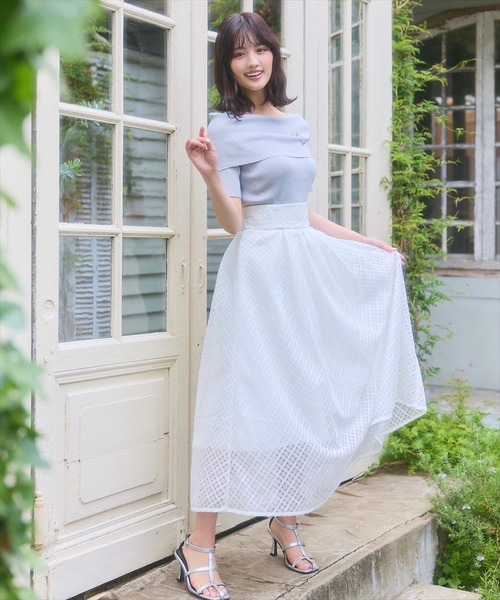 SWINGLE（スウィングル）の「ブライトシアーチェックギャザーフレアスカート（スカート・レディース・イエロー系その他/ブラック系その他/ホワイト系その他・FREE）」の5枚目の写真