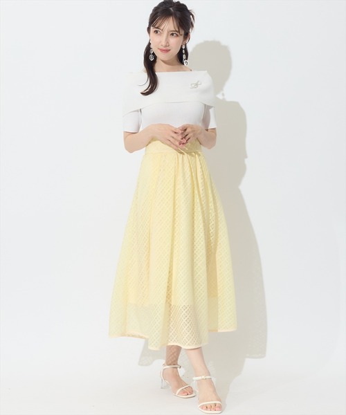 SWINGLE（スウィングル）の「ブライトシアーチェックギャザーフレアスカート（スカート・レディース・イエロー系その他/ブラック系その他/ホワイト系その他・FREE）」の8枚目の写真