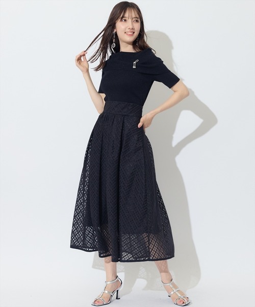 SWINGLE（スウィングル）の「ブライトシアーチェックギャザーフレアスカート（スカート・レディース・イエロー系その他/ブラック系その他/ホワイト系その他・FREE）」の12枚目の写真