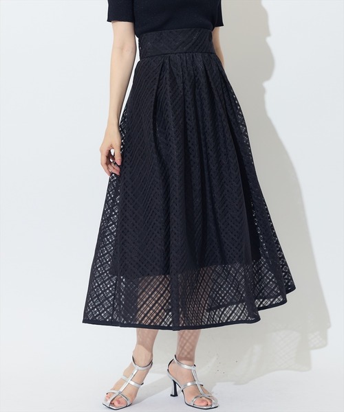 SWINGLE（スウィングル）の「ブライトシアーチェックギャザーフレアスカート（スカート・レディース・イエロー系その他/ブラック系その他/ホワイト系その他・FREE）」の15枚目の写真