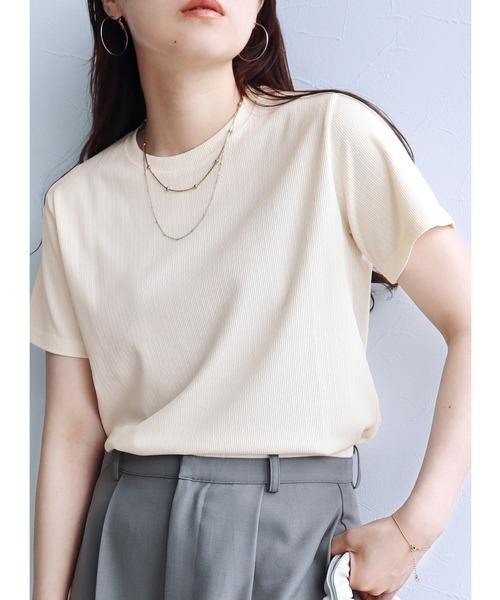 reca（レカ）の「コンパクトリブＴシャツ（Tシャツ/カットソー・レディース・ホワイト/アイボリー/ブラック・FREE）」の3枚目の写真