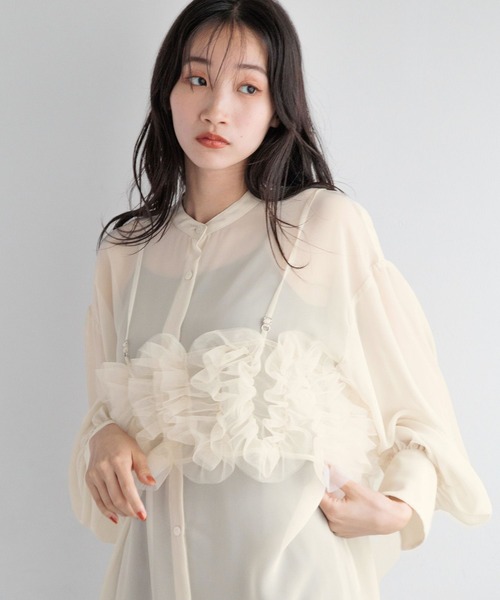 【シン商品】 セール】シアーシャツワンピース 130972（シャツワンピース