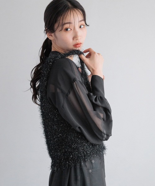 LOWRYS FARM（ローリーズファーム）の「シアーシャツワンピース　 130972（シャツワンピース・レディース・ブラック/ブルー/アイボリー・FREE）」の12枚目の写真