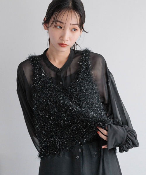 AULALEE シースルーブラックシャツワンピース AULALEE シースルーブラックシャツワンピース AULALEE シースルー