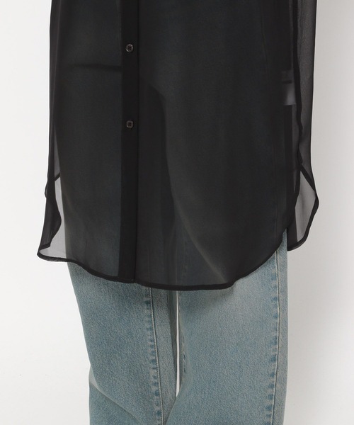 LOWRYS FARM（ローリーズファーム）の「シアーシャツワンピース　 130972（シャツワンピース・レディース・ブラック/ブルー/アイボリー・FREE）」の21枚目の写真