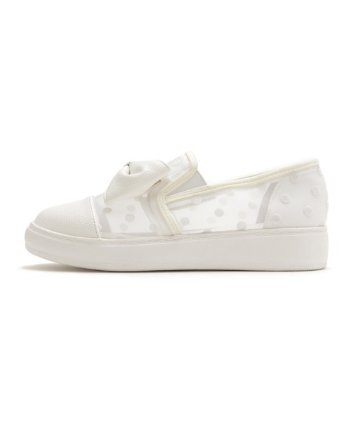 Feee（SHOES）（フィー）の「【軽量】ドット柄のリボン付きスリッポンスニーカー/Feee（スリッポン・レディース・ホワイト/ブラック・22.5cm/24.0cm/23.5cm/23.0cm/24.5cm）」の13枚目の写真