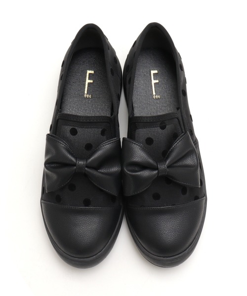 Feee（SHOES）（フィー）の「【軽量】ドット柄のリボン付きスリッポンスニーカー/Feee（スリッポン・レディース・ホワイト/ブラック・22.5cm/24.0cm/23.5cm/23.0cm/24.5cm）」の12枚目の写真