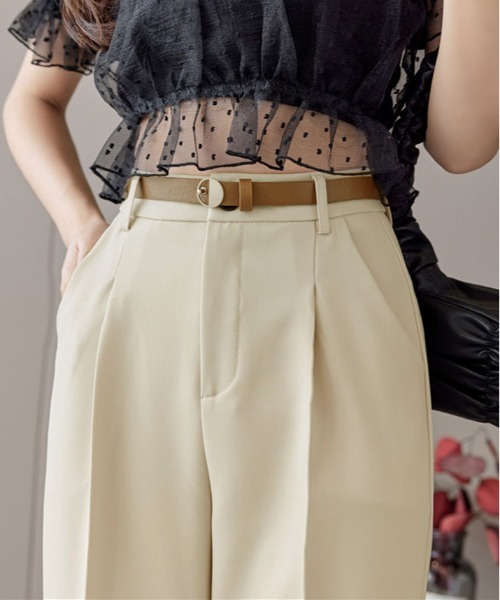 kirakiraShop(キラキラショップ)の「ピンタック テーパード スラックス(スラックス・レディース・ブラック/アイボリー/チャコール/モカ・S/M/L)」の8枚目の写真