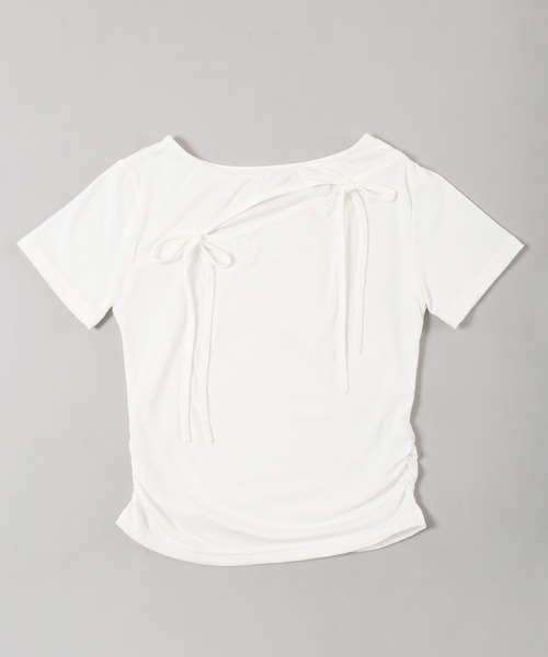 PHILLY（フィリー）の「【PHILLY】カットアウトWリボンTシャツ（Tシャツ/カットソー・レディース・チャコールグレー/ピンク/ホワイト・FREE）」の18枚目の写真