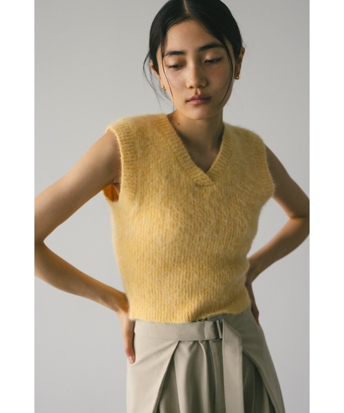 かくれ アルパカニットキャミソールベスト かぐれカラーネップ