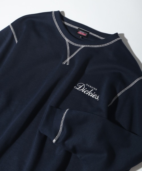 Dickies（ディッキーズ）の「【GENUINE DICKIES/ジェニュインディッキーズ】 ロゴプリント 配色ステッチ クルーネック 長袖 スウェット トレーナー（スウェット・メンズ・スミクロ/ネイビー/グリーン/アッシュグレー・XL/M/L）」の4枚目の写真