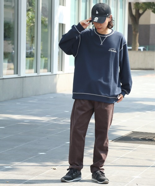 Dickies（ディッキーズ）の「【GENUINE DICKIES/ジェニュインディッキーズ】 ロゴプリント 配色ステッチ クルーネック 長袖 スウェット トレーナー（スウェット・メンズ・スミクロ/ネイビー/グリーン/アッシュグレー・XL/M/L）」の20枚目の写真