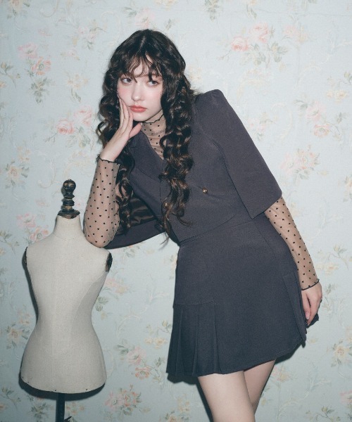 REDYAZEL(レディアゼル)の「【セットアップ可能】サイドプリーツミニスカート(スカート・レディース・ベージュ/サックスブルー/グレー・MEDIUM/SMALL)」の1枚目の写真