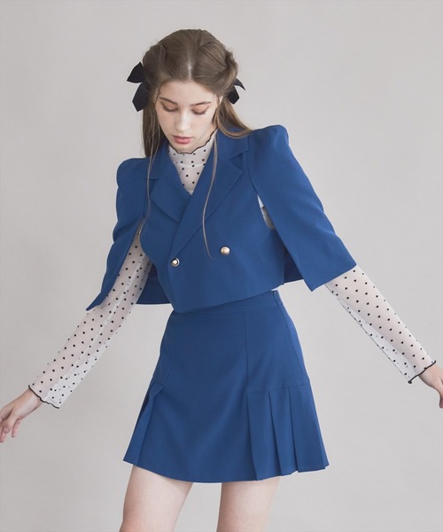 REDYAZEL(レディアゼル)の「【セットアップ可能】サイドプリーツミニスカート(スカート・レディース・ベージュ/サックスブルー/グレー・MEDIUM/SMALL)」の3枚目の写真