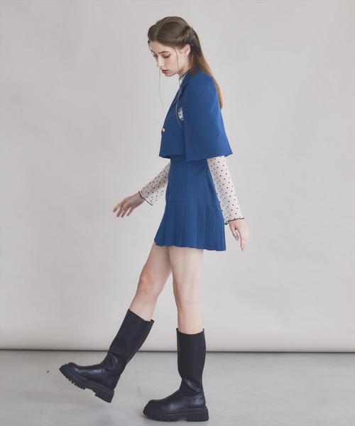 REDYAZEL(レディアゼル)の「【セットアップ可能】サイドプリーツミニスカート(スカート・レディース・ベージュ/サックスブルー/グレー・MEDIUM/SMALL)」の12枚目の写真