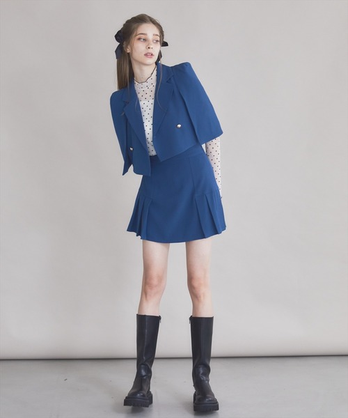 REDYAZEL(レディアゼル)の「【セットアップ可能】サイドプリーツミニスカート(スカート・レディース・ベージュ/サックスブルー/グレー・MEDIUM/SMALL)」の10枚目の写真