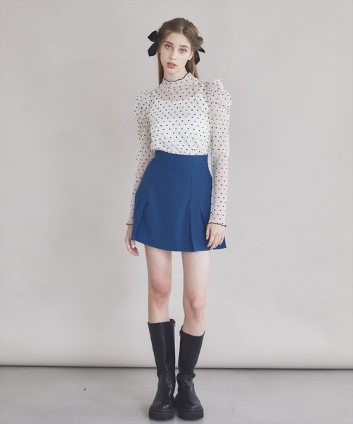 REDYAZEL(レディアゼル)の「【セットアップ可能】サイドプリーツミニスカート(スカート・レディース・ベージュ/サックスブルー/グレー・MEDIUM/SMALL)」の8枚目の写真