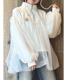 merry jenny | チュールハーフZIPスウェット(スウェット)