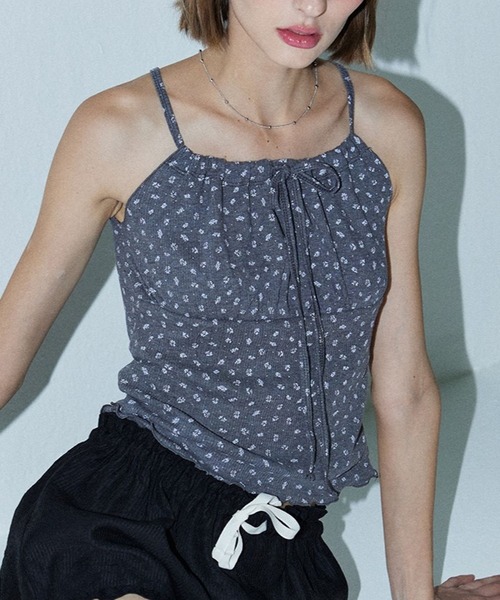 DEARSTALKER（ディアストーカー）の「DEARSTALKER／VIVIフラワーキャミ（キャミソール・レディース・セージグリーン/チャコール/ピンク・FREE）」の2枚目の写真