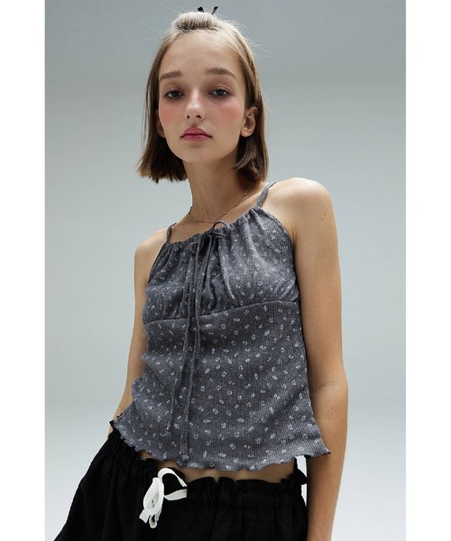 DEARSTALKER（ディアストーカー）の「DEARSTALKER／VIVIフラワーキャミ（キャミソール・レディース・セージグリーン/チャコール/ピンク・FREE）」の4枚目の写真