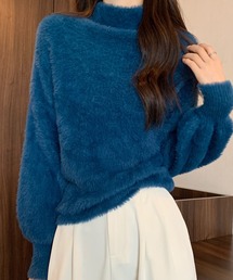 ハイネックシャギーニット