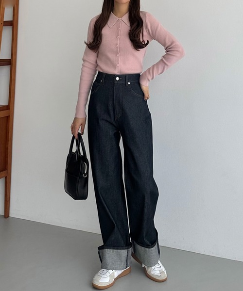 manuans ロールアップ デニム パンツ ロールアップストレートデニム – poláura OFFICIAL ONLINE STORE