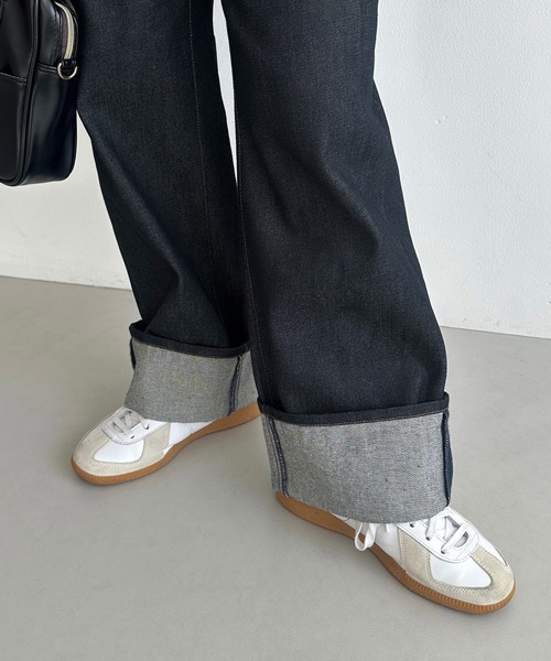 ロールアップハイウエストデニムパンツ（デニムパンツ