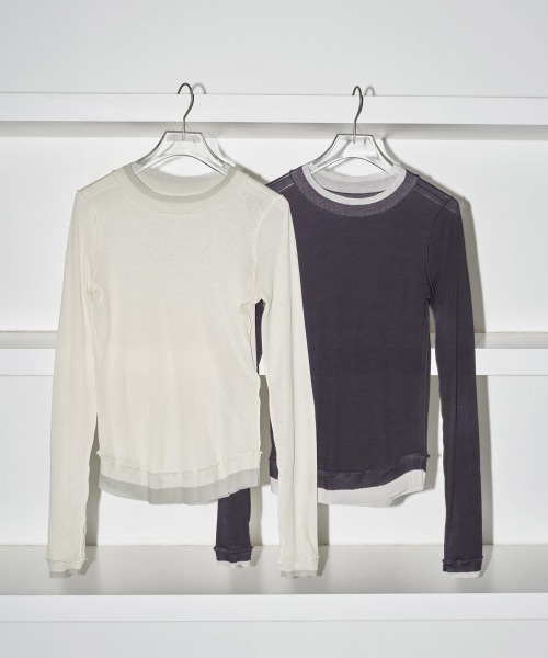 TODAYFUL（トゥデイフル）の「Highgauge Layered Long T-shirts（Tシャツ/カットソー・レディース・チャコールグレー/キナリ・FREE）」の7枚目の写真