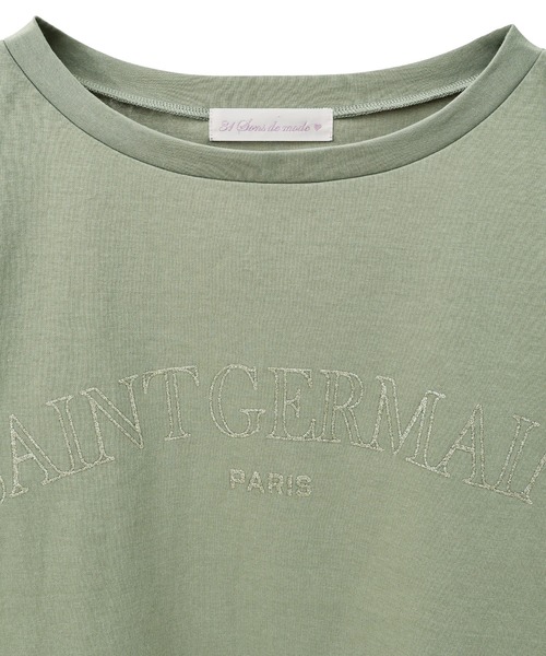 31 Sons de mode(トランテアン ソン ドゥ モード)の「ラメグリッターPARISロゴロンT(Tシャツ/カットソー・レディース・オフホワイト/ワイン/グリーン・フリー)」の6枚目の写真