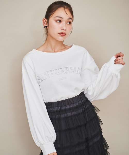 31 Sons de mode(トランテアン ソン ドゥ モード)の「ラメグリッターPARISロゴロンT(Tシャツ/カットソー・レディース・オフホワイト/ワイン/グリーン・フリー)」の10枚目の写真