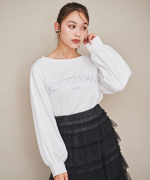 31 Sons de mode(トランテアン ソン ドゥ モード)の「ラメグリッターPARISロゴロンT(Tシャツ/カットソー・レディース・オフホワイト/ワイン/グリーン・フリー)」の11枚目の写真