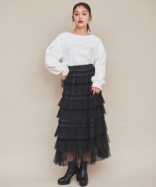 31 Sons de mode(トランテアン ソン ドゥ モード)の「ラメグリッターPARISロゴロンT(Tシャツ/カットソー・レディース・オフホワイト/ワイン/グリーン・フリー)」の13枚目の写真