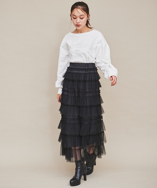 31 Sons de mode(トランテアン ソン ドゥ モード)の「ラメグリッターPARISロゴロンT(Tシャツ/カットソー・レディース・オフホワイト/ワイン/グリーン・フリー)」の4枚目の写真