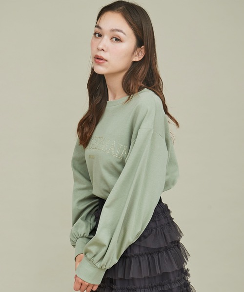 31 Sons de mode(トランテアン ソン ドゥ モード)の「ラメグリッターPARISロゴロンT(Tシャツ/カットソー・レディース・オフホワイト/ワイン/グリーン・フリー)」の17枚目の写真