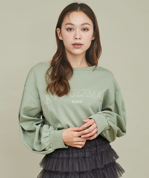 31 Sons de mode(トランテアン ソン ドゥ モード)の「ラメグリッターPARISロゴロンT(Tシャツ/カットソー・レディース・オフホワイト/ワイン/グリーン・フリー)」の18枚目の写真