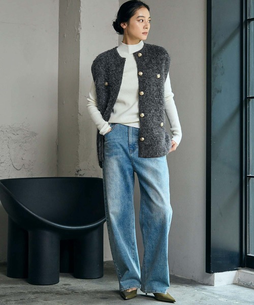 ELFRANK(エルフランク)の「《新色追加》ループ編みニット ジレ ベスト(ベスト・レディース・モカ/ブラック/チャコールグレー/オフホワイト・FREE)」の20枚目の写真