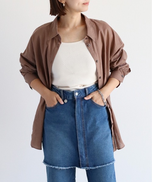 cepo（セポ）の「《2way》80/2 レギュラーシャツ カシュクール（シャツ/ブラウス・レディース・グレー/チャコール/ブラウン・M）」の6枚目の写真