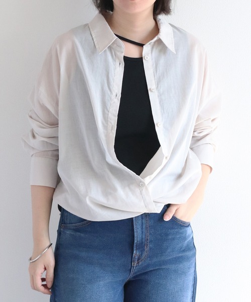 cepo（セポ）の「《2way》80/2 レギュラーシャツ カシュクール（シャツ/ブラウス・レディース・グレー/チャコール/ブラウン・M）」の4枚目の写真